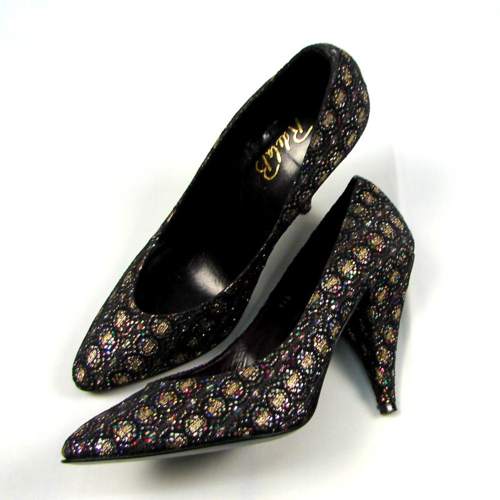 Rare R de la B Vintage dazzle sequins heels pumps 5.5